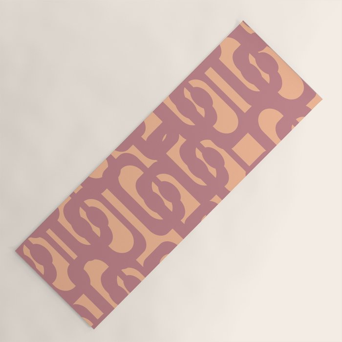 Mid Century Modern Loop Pattern Mauve Plum Peach Yoga Mat Gallery Image 1