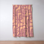 Mid Century Modern Loop Pattern Mauve Plum Peach Window Curtain Gallery Image 3