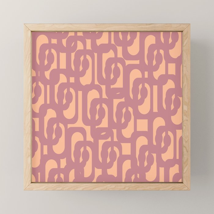 Mid Century Modern Loop Pattern Mauve Plum Peach Mini Art Print Gallery Image 1