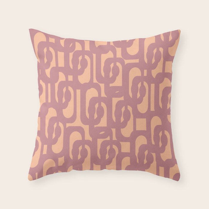 Mid Century Modern Loop Pattern Mauve Plum Peach Throw Pillow Gallery Image 6