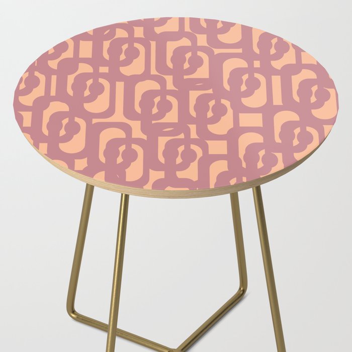 Mid Century Modern Loop Pattern Mauve Plum Peach Side Table Gallery Image 2