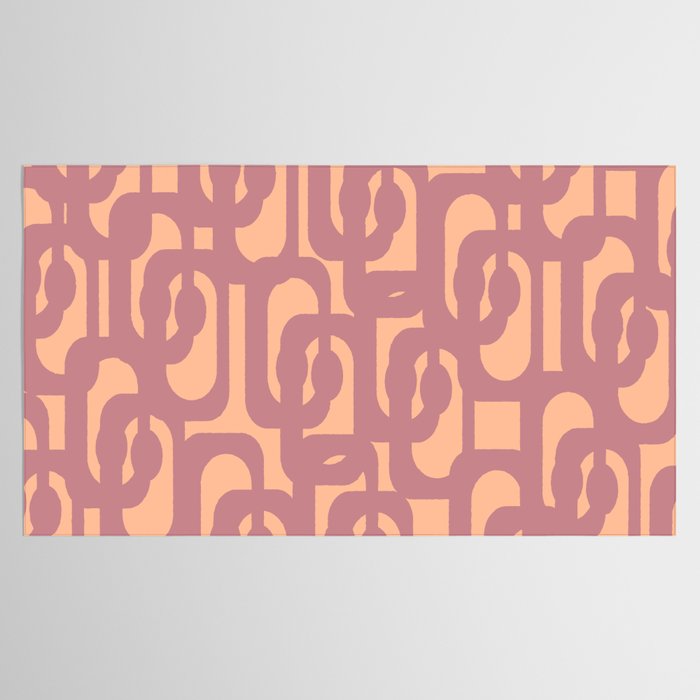 Mid Century Modern Loop Pattern Mauve Plum Peach Tablecloth Gallery Image 2