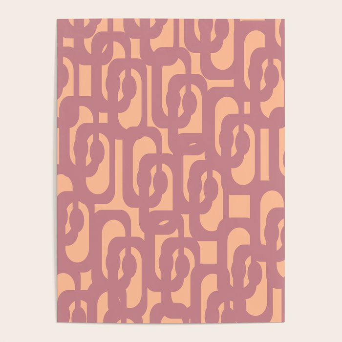 Mid Century Modern Loop Pattern Mauve Plum Peach Poster Gallery Image 4
