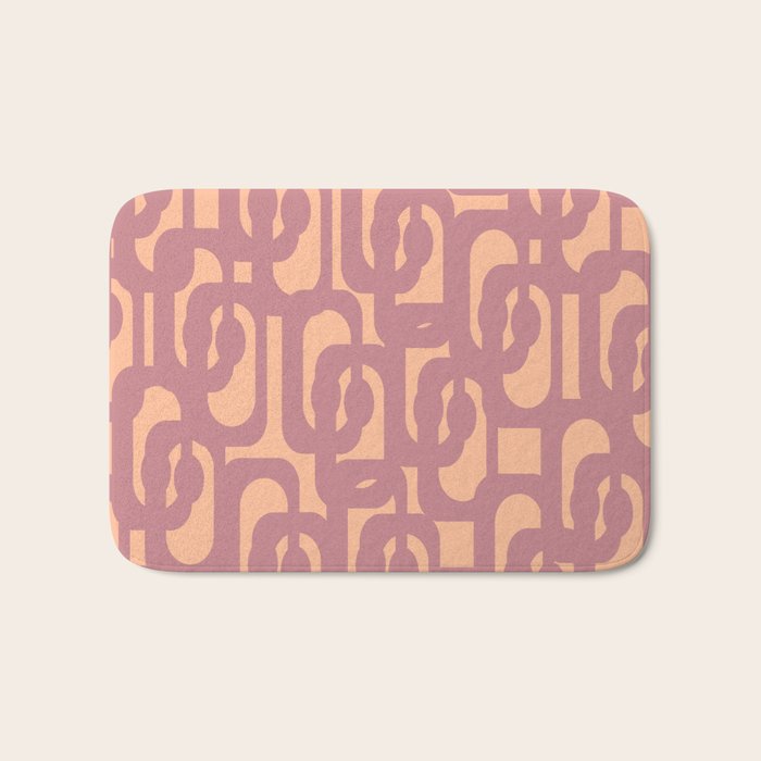 Mid Century Modern Loop Pattern Mauve Plum Peach Bath Mat Gallery Image 1