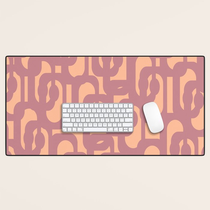 Mid Century Modern Loop Pattern Mauve Plum Peach Desk Mat Gallery Image 1