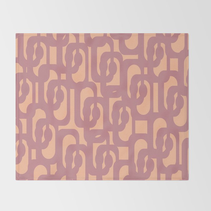 Mid Century Modern Loop Pattern Mauve Plum Peach Throw Blanket Gallery Image 2