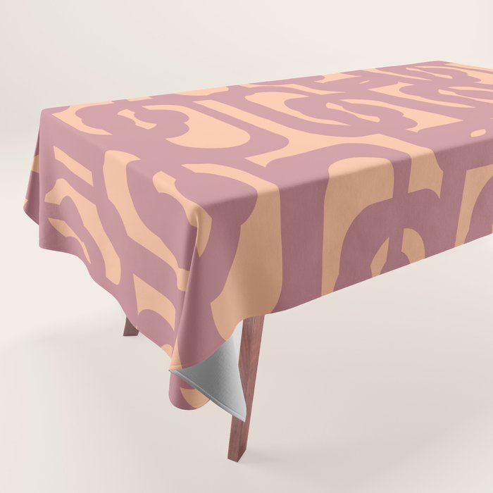 Mid Century Modern Loop Pattern Mauve Plum Peach Tablecloth Gallery Image 1