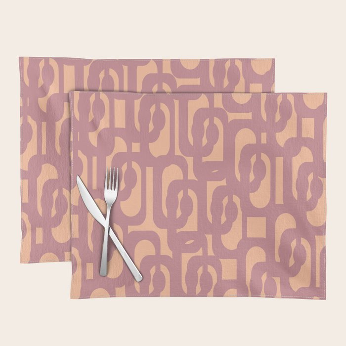Mid Century Modern Loop Pattern Mauve Plum Peach Placemat Gallery Image 1