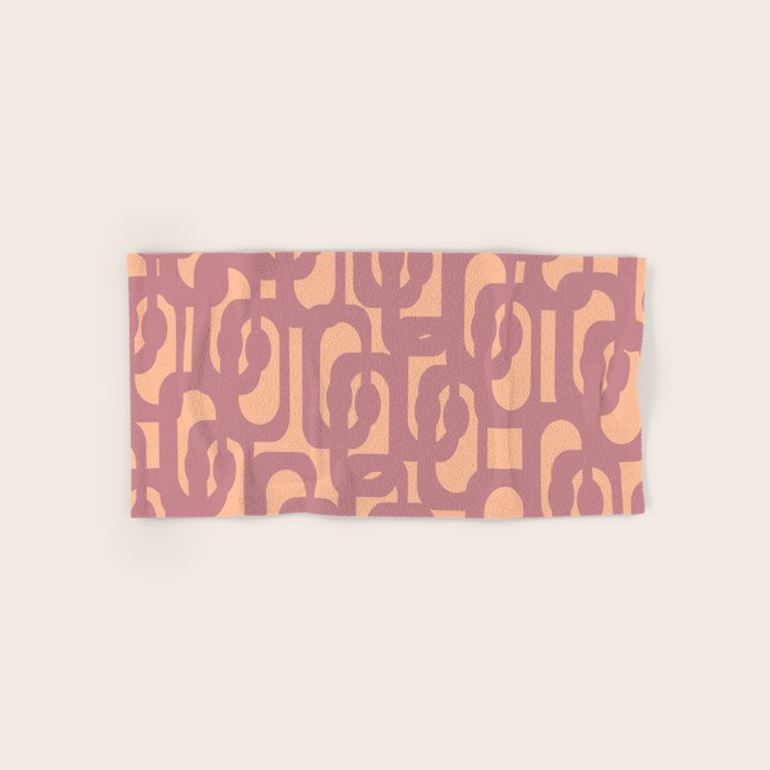 Mid Century Modern Loop Pattern Mauve Plum Peach Bath Towel Gallery Image 1