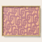 Mid Century Modern Loop Pattern Mauve Plum Peach Serving Tray Gallery Image 1