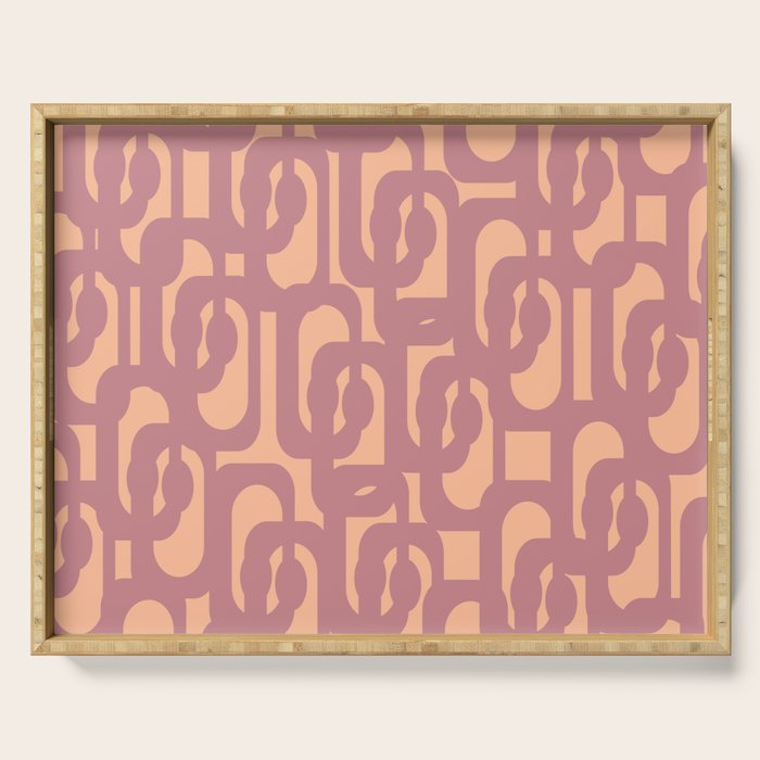 Mid Century Modern Loop Pattern Mauve Plum Peach Serving Tray Gallery Image 1