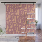 Mid Century Modern Loop Pattern Mauve Plum Peach Wall Mural Gallery Image 1