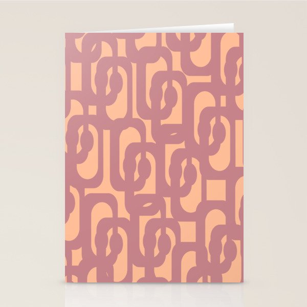 Mid Century Modern Loop Pattern Mauve Plum Peach Stationery Card Gallery Image 2