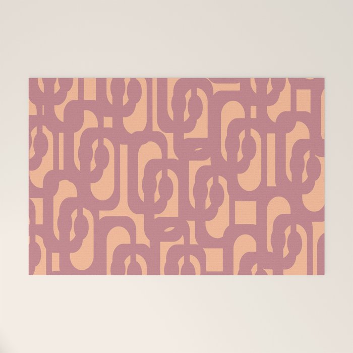 Mid Century Modern Loop Pattern Mauve Plum Peach Welcome Mat Gallery Image 1
