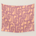 Mid Century Modern Loop Pattern Mauve Plum Peach Wall Tapestry Gallery Image 4