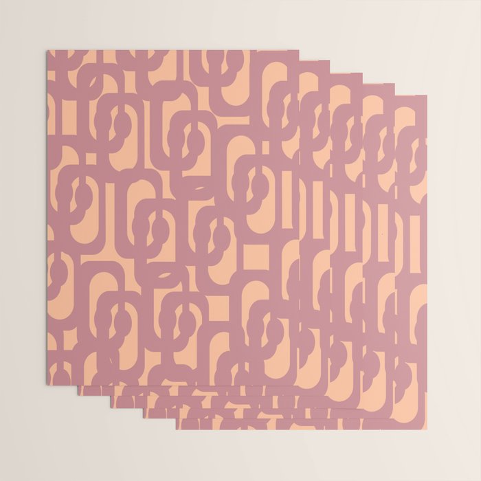 Mid Century Modern Loop Pattern Mauve Plum Peach Wrapping Paper Gallery Image 3