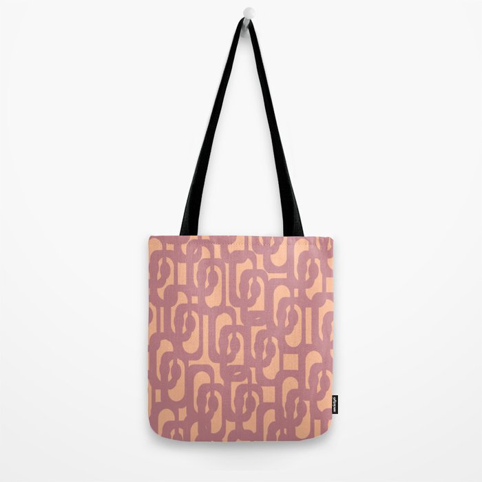 Mid Century Modern Loop Pattern Mauve Plum Peach Tote Bag Gallery Image 2