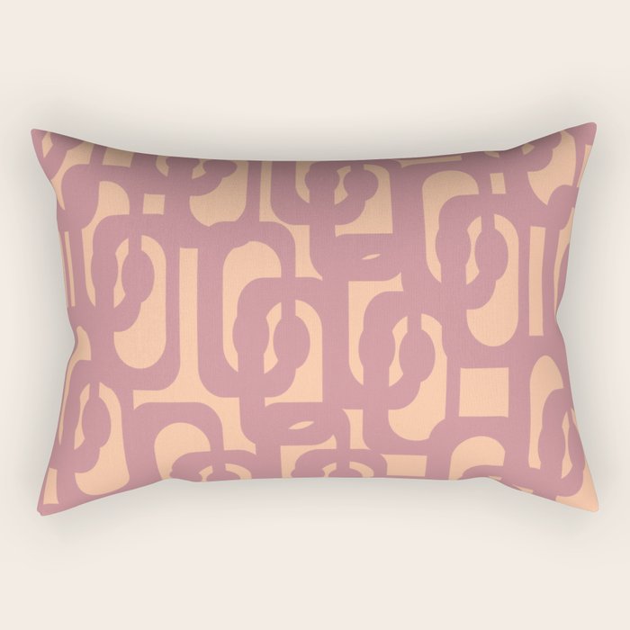 Mid Century Modern Loop Pattern Mauve Plum Peach Rectangular Pillow Gallery Image 1