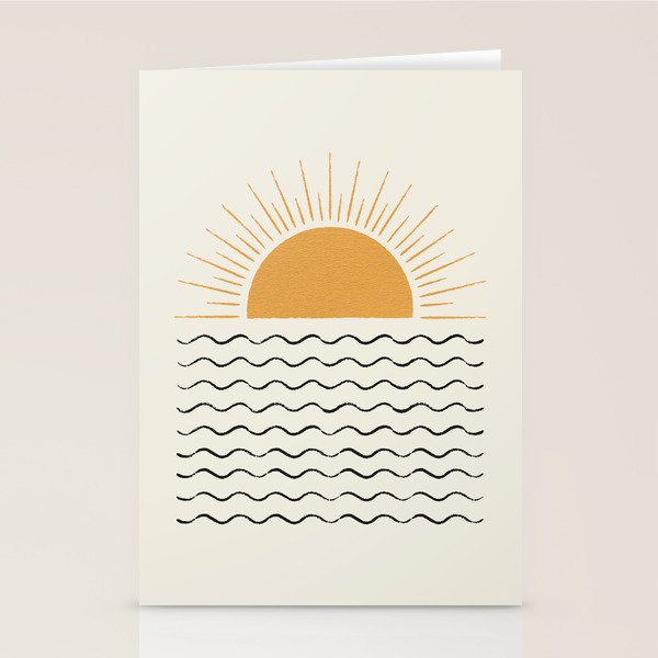 Sunrise Ocean -  Mid Century Modern Style Stationery Card Gallery Image 1