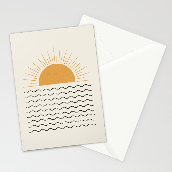 Sunrise Ocean -  Mid Century Modern Style Stationery Card Gallery Image 2