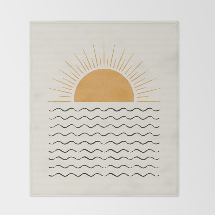 Sunrise Ocean -  Mid Century Modern Style Throw Blanket Gallery Image 2