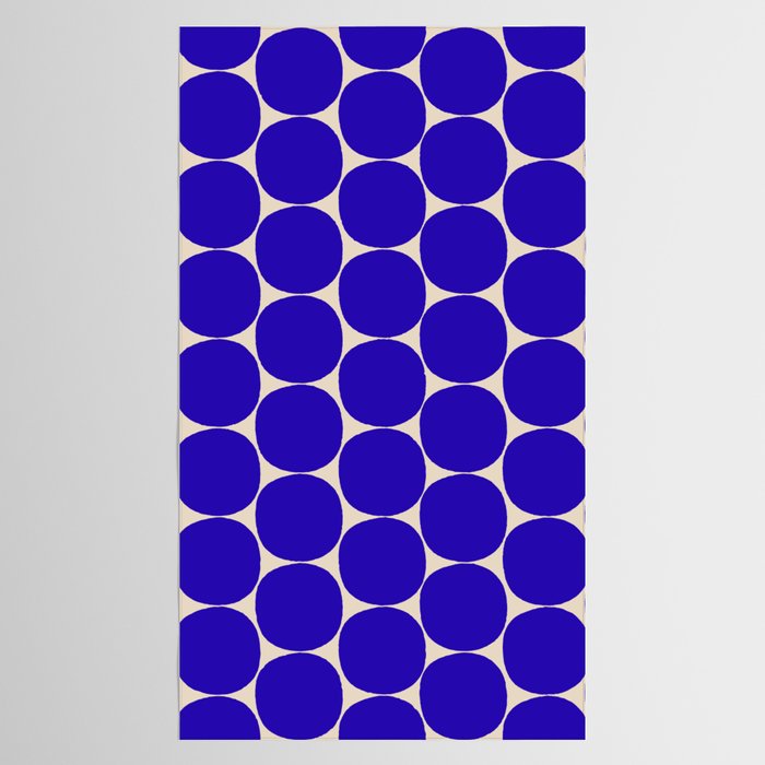 Mid Mod Dots Retro Contemporary Pattern in Cobalt Blue and Beige Tablecloth Gallery Image 2