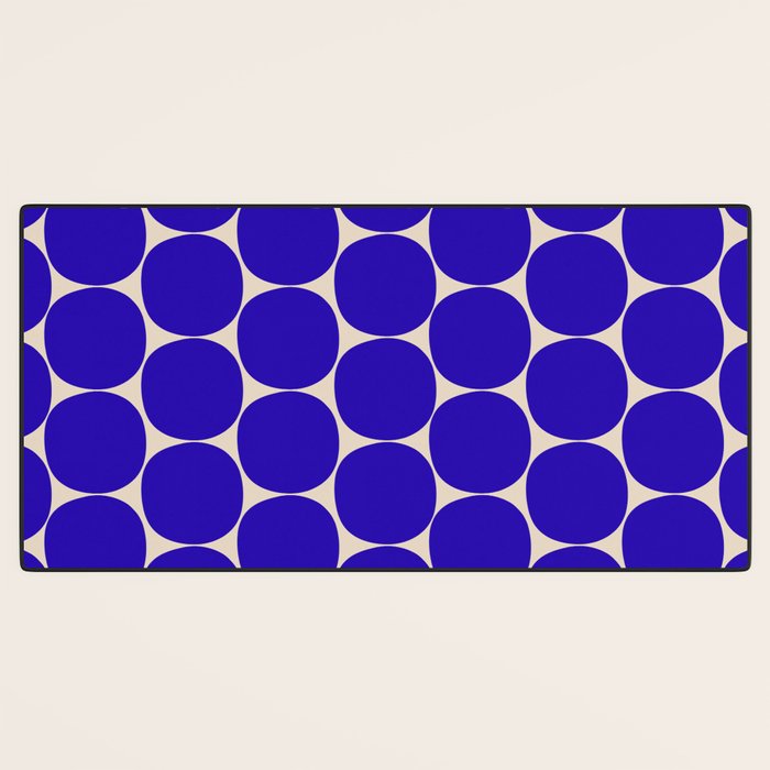 Mid Mod Dots Retro Contemporary Pattern in Cobalt Blue and Beige Desk Mat Gallery Image 3