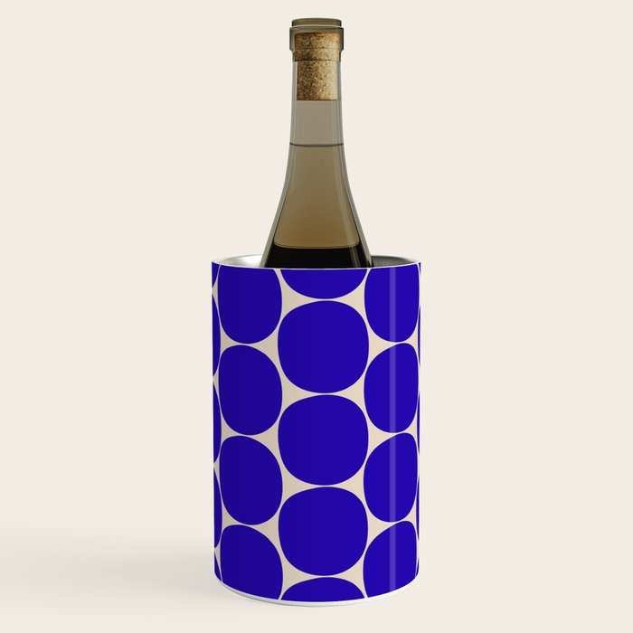 Mid Mod Dots Retro Contemporary Pattern in Cobalt Blue and Beige Wine Chiller Gallery Image 3