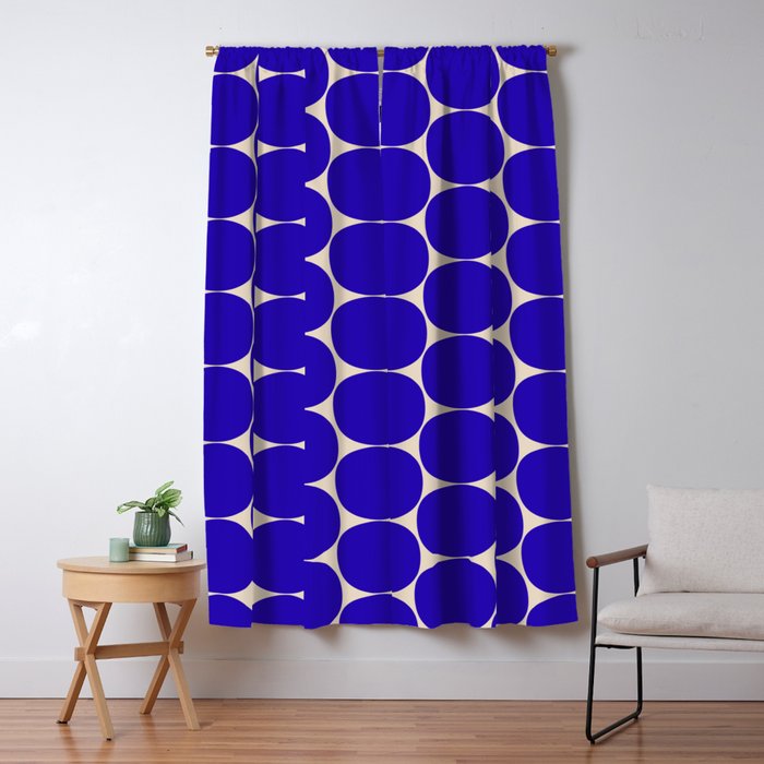 Mid Mod Dots Retro Contemporary Pattern in Cobalt Blue and Beige Window Curtain Gallery Image 5