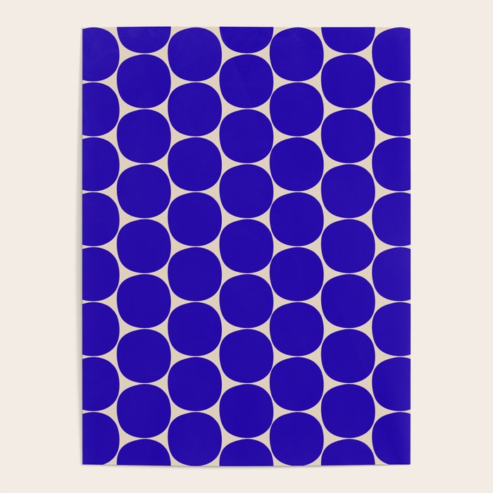 Mid Mod Dots Retro Contemporary Pattern in Cobalt Blue and Beige Poster Gallery Image 1