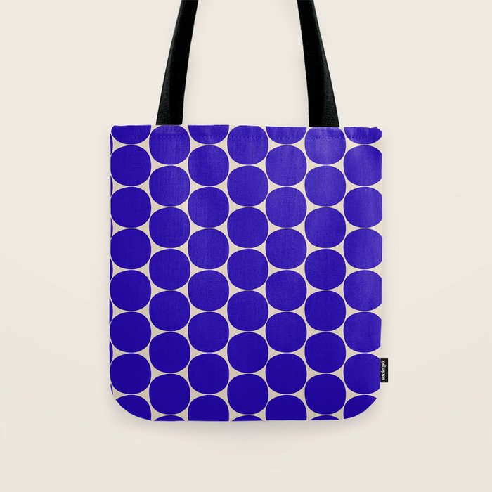 Mid Mod Dots Retro Contemporary Pattern in Cobalt Blue and Beige Tote Bag Gallery Image 1