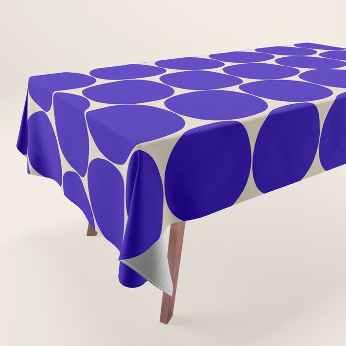 Mid Mod Dots Retro Contemporary Pattern in Cobalt Blue and Beige Tablecloth Gallery Image 1
