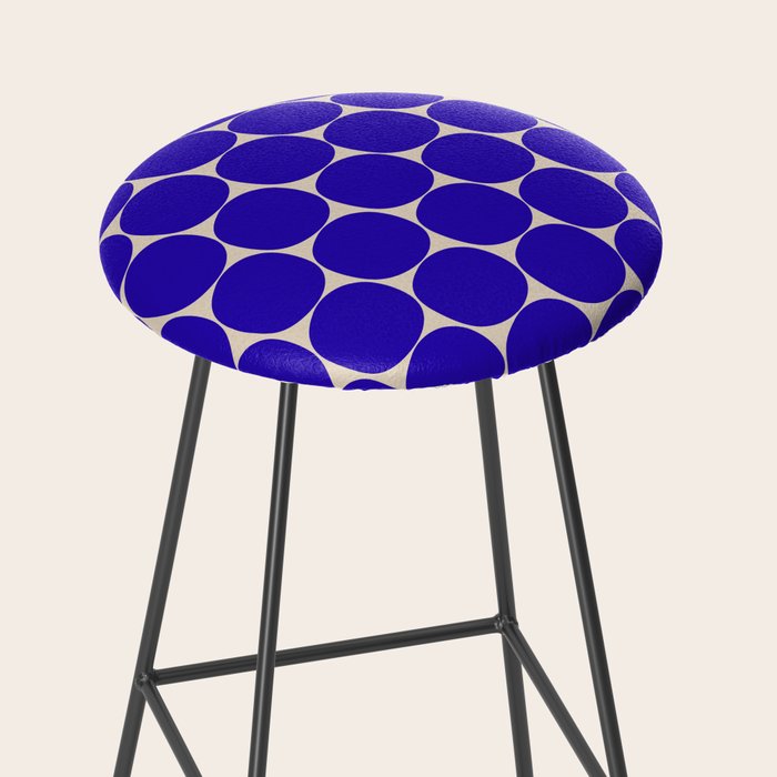 Mid Mod Dots Retro Contemporary Pattern in Cobalt Blue and Beige Stool Gallery Image 2