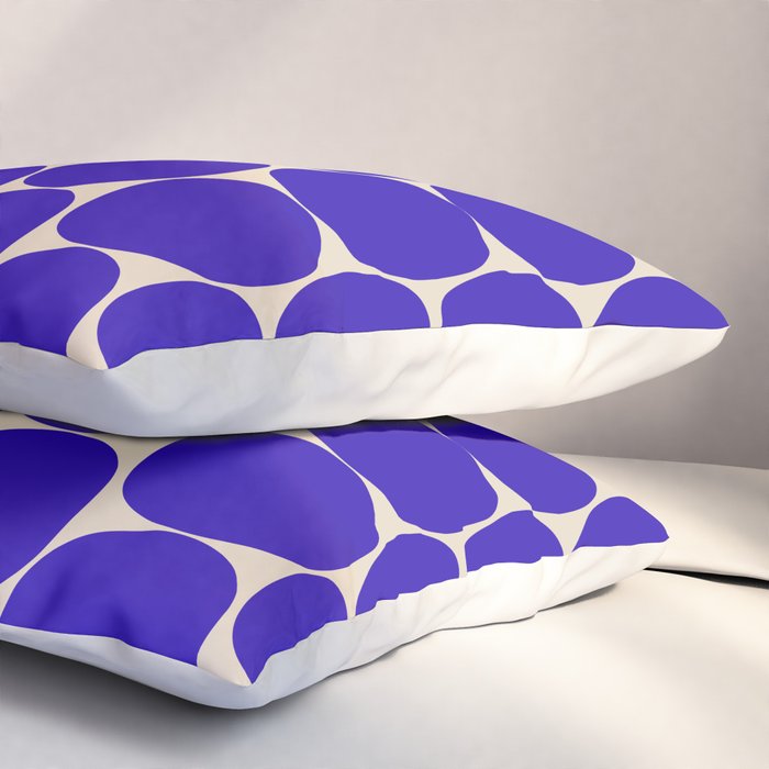 Mid Mod Dots Retro Contemporary Pattern in Cobalt Blue and Beige Pillow Sham Gallery Image 3
