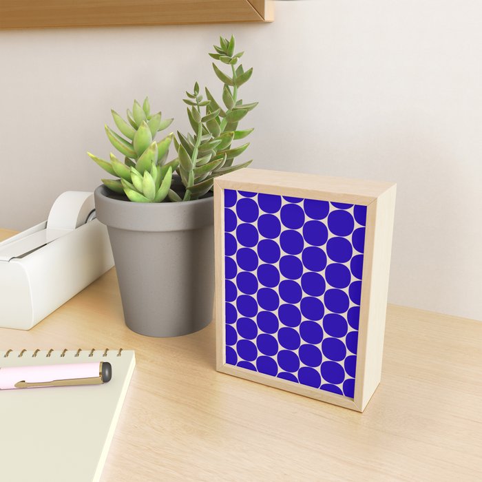 Mid Mod Dots Retro Contemporary Pattern in Cobalt Blue and Beige Mini Art Print Gallery Image 2