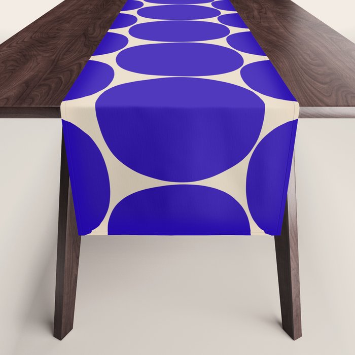 Mid Mod Dots Retro Contemporary Pattern in Cobalt Blue and Beige Table Runner Gallery Image 1