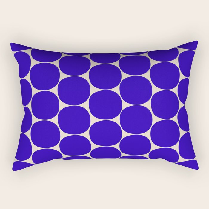 Mid Mod Dots Retro Contemporary Pattern in Cobalt Blue and Beige Rectangular Pillow Gallery Image 1