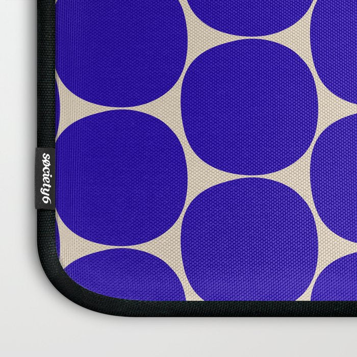 Mid Mod Dots Retro Contemporary Pattern in Cobalt Blue and Beige Laptop Sleeve Gallery Image 3