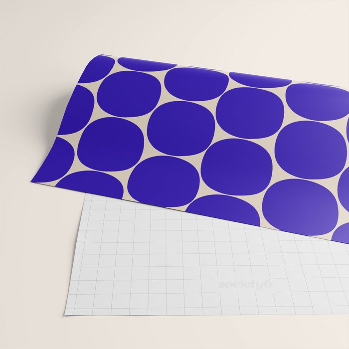 Mid Mod Dots Retro Contemporary Pattern in Cobalt Blue and Beige Wrapping Paper Gallery Image 2