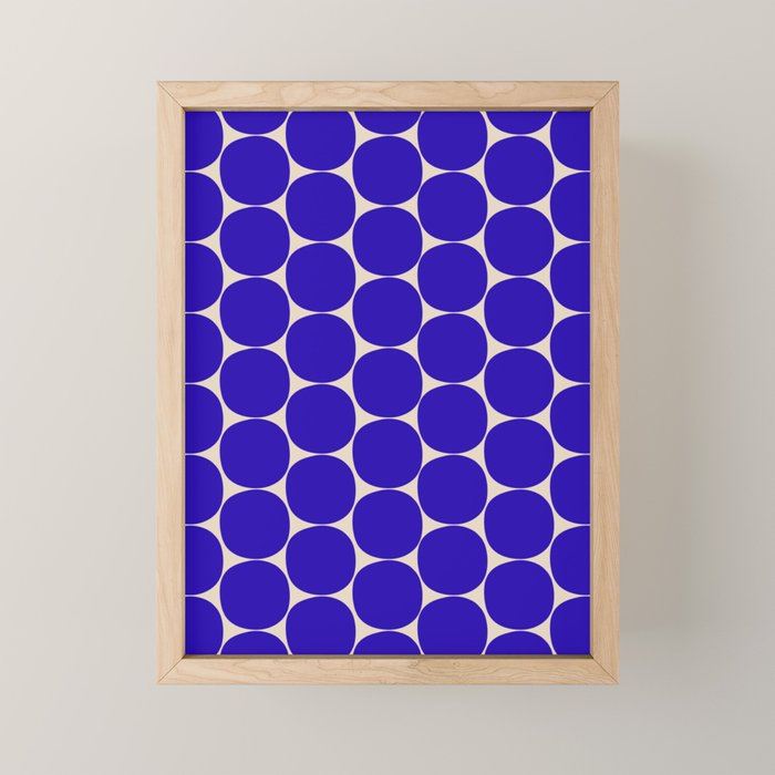 Mid Mod Dots Retro Contemporary Pattern in Cobalt Blue and Beige Mini Art Print Gallery Image 1