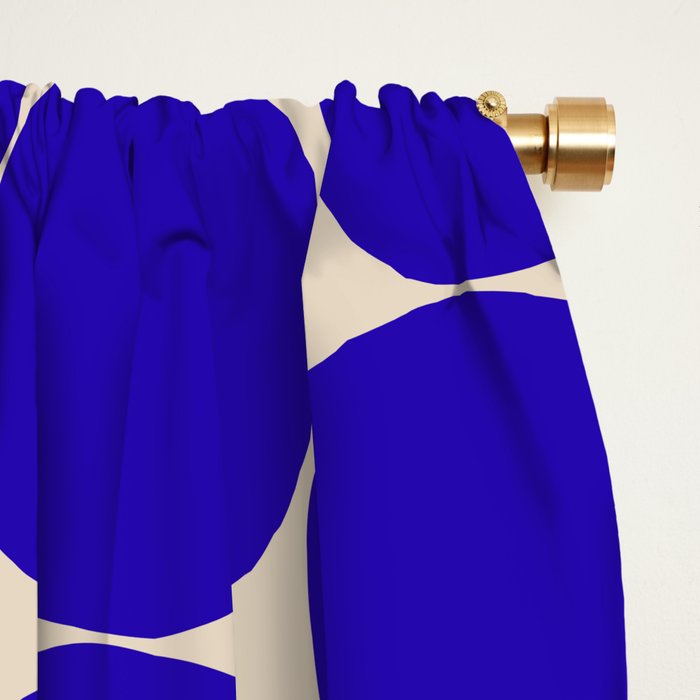 Mid Mod Dots Retro Contemporary Pattern in Cobalt Blue and Beige Window Curtain Gallery Image 2