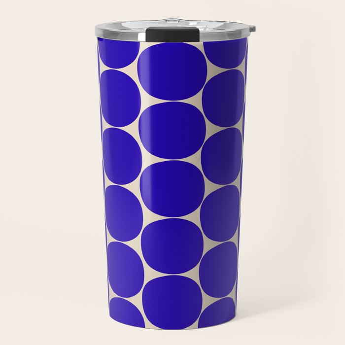 Mid Mod Dots Retro Contemporary Pattern in Cobalt Blue and Beige Travel Mug Gallery Image 1