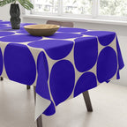 Mid Mod Dots Retro Contemporary Pattern in Cobalt Blue and Beige Tablecloth Gallery Image 3