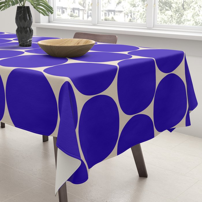 Mid Mod Dots Retro Contemporary Pattern in Cobalt Blue and Beige Tablecloth Gallery Image 3