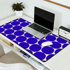 Mid Mod Dots Retro Contemporary Pattern in Cobalt Blue and Beige Desk Mat Gallery Image 2