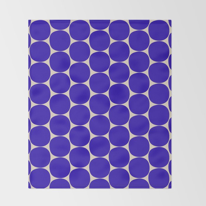 Mid Mod Dots Retro Contemporary Pattern in Cobalt Blue and Beige Throw Blanket Gallery Image 2