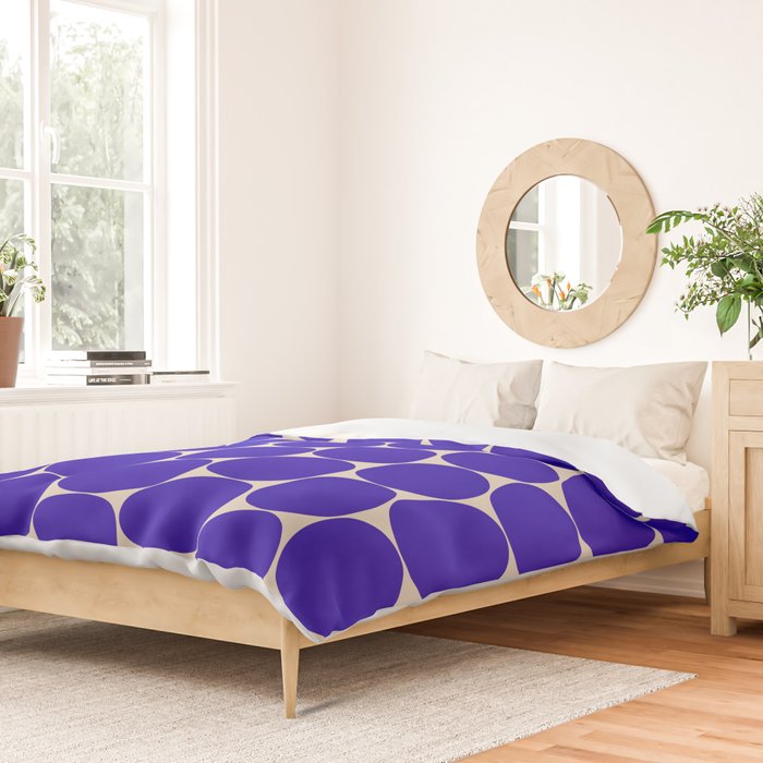 Mid Mod Dots Retro Contemporary Pattern in Cobalt Blue and Beige Duvet Cover Gallery Image 2