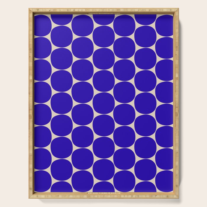 Mid Mod Dots Retro Contemporary Pattern in Cobalt Blue and Beige Serving Tray Gallery Image 1