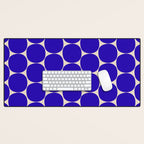 Mid Mod Dots Retro Contemporary Pattern in Cobalt Blue and Beige Desk Mat Gallery Image 1