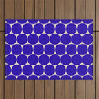 Mid Mod Dots Retro Contemporary Pattern in Cobalt Blue and Beige Outdoor Rug Gallery Image 1
